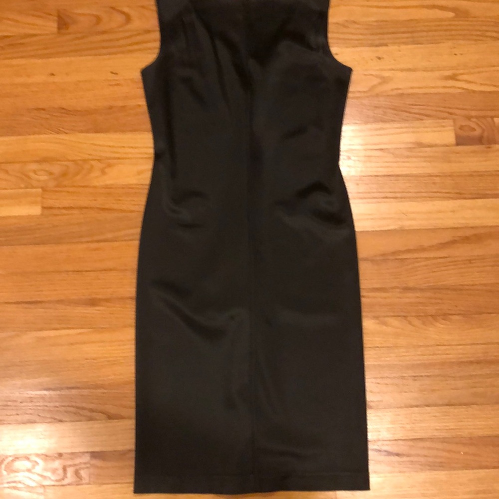 Satin v back sheath dress
